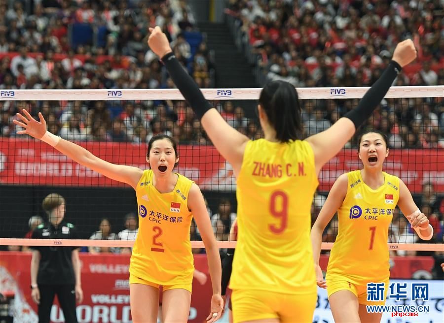 2019年女排世界杯赛 中国队以3比0战胜日本队